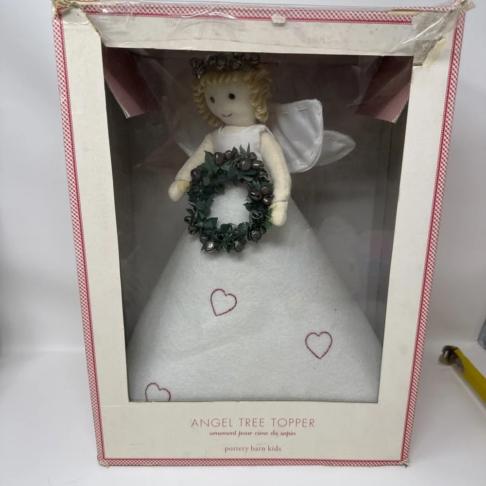 Pottery Barn Kids Holiday Angel Tree Topper With Bells, Hearts, Wreath Christmas